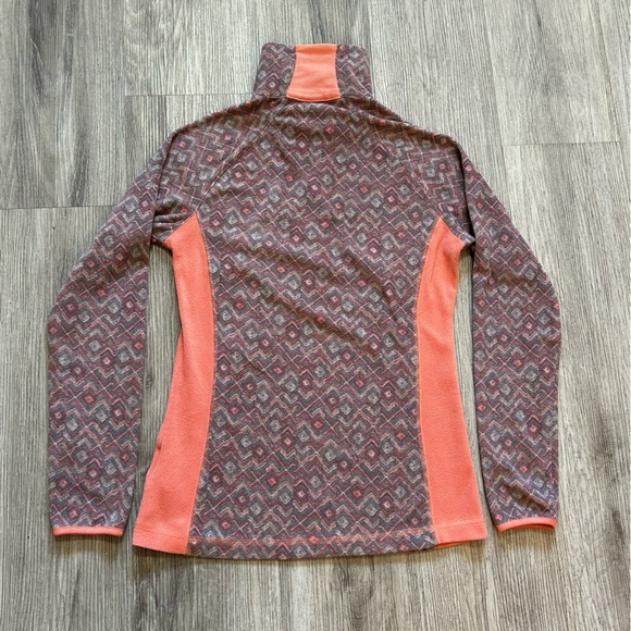 Columbia Women's Patterned Quarter-Zip Pullover Sweater - Coral and Gray - Picture 4 of 8